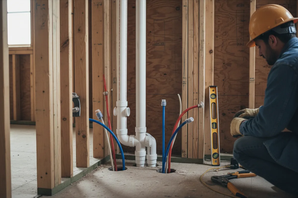 Drain and supply rough-in during Leak Detection in Fort Hall